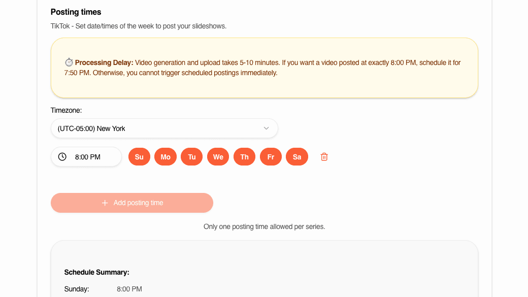 Set Your Schedule - Product Screenshot